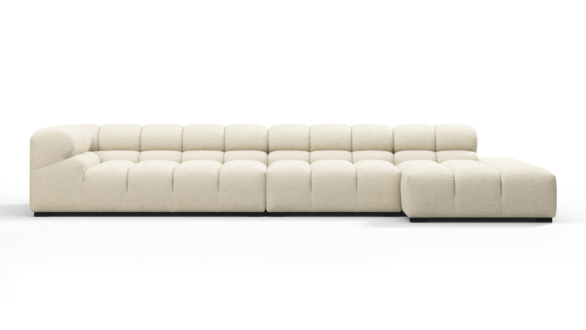 Tufted - Tufted Sectional, Large, Right Chaise, Eggshell Boucle