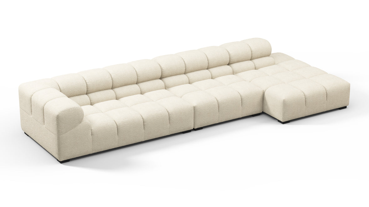 Tufted - Tufted Sectional, Large, Right Chaise, Eggshell Boucle