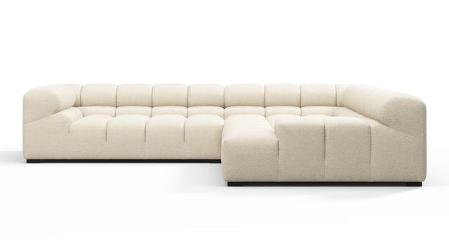 Tufted - Tufted Sectional, Right Corner, Eggshell Boucle