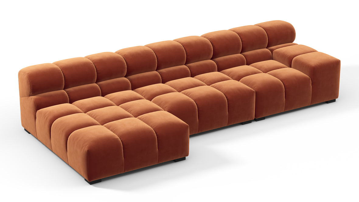 Tufted - Tufted Sectional, Small, Left Chaise, Spice Velvet