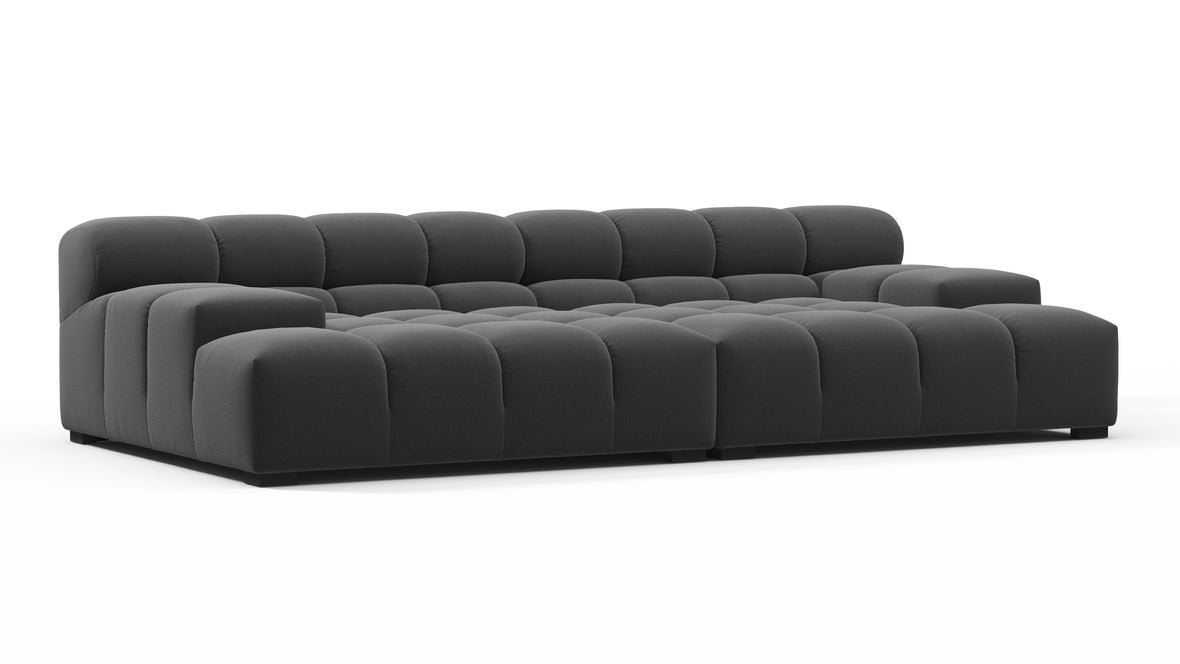 Tufted - Tufted Sectional, Extra Deep Sofa, Ink Brushed Weave