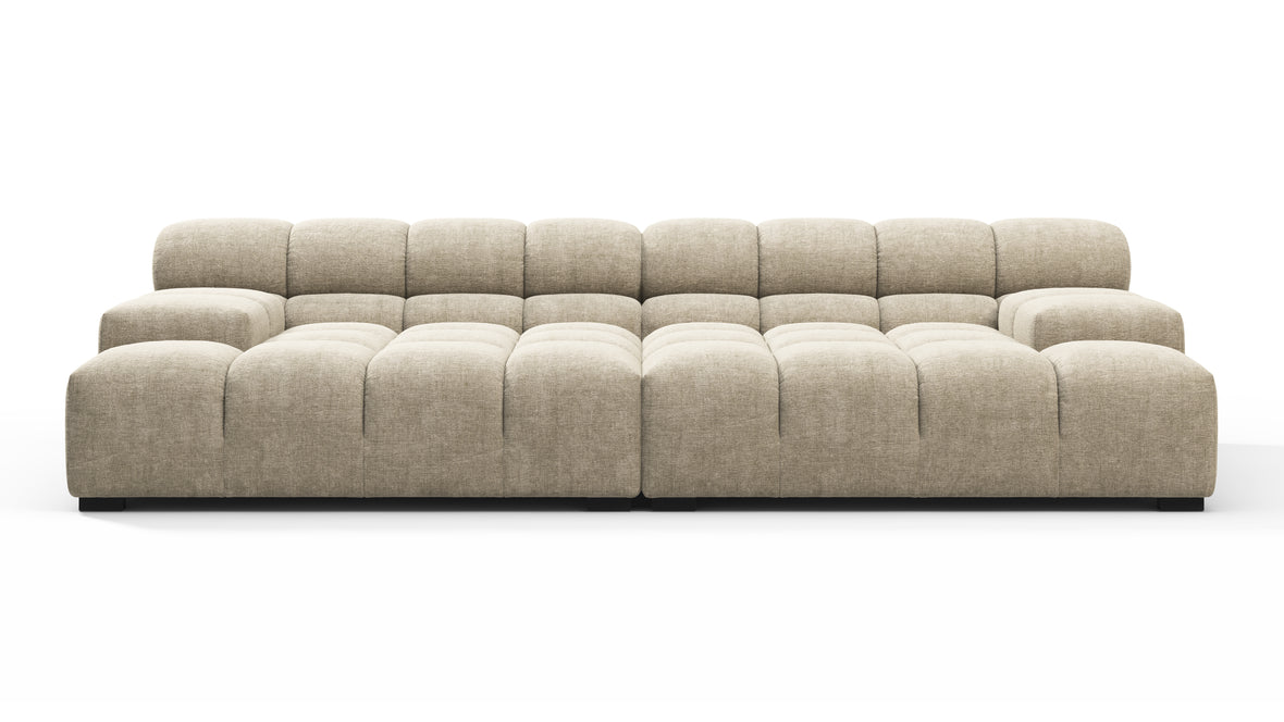 Tufty - Tufty Sectional, Extra Deep Sofa, Beige Gray Chenille