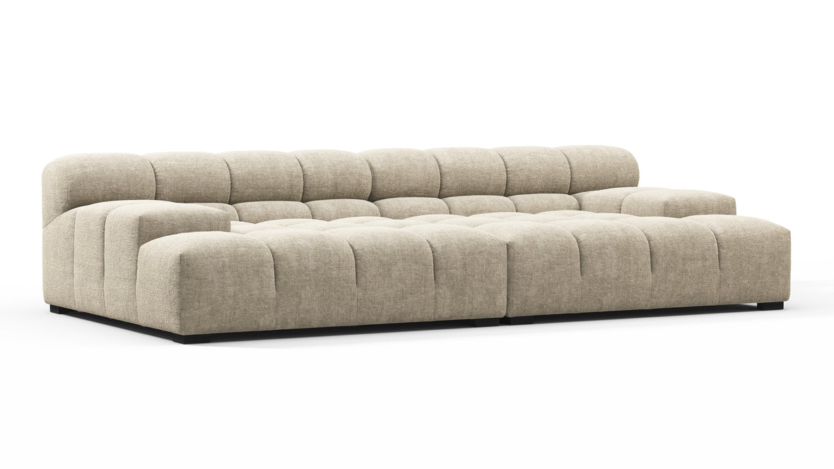 Tufty - Tufty Sectional, Extra Deep Sofa, Beige Gray Chenille