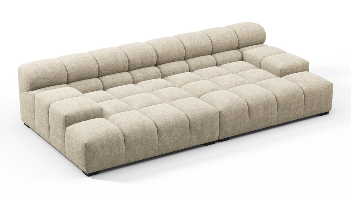 Tufted - Tufted Sectional, Extra Deep Sofa, Beige Gray Chenille