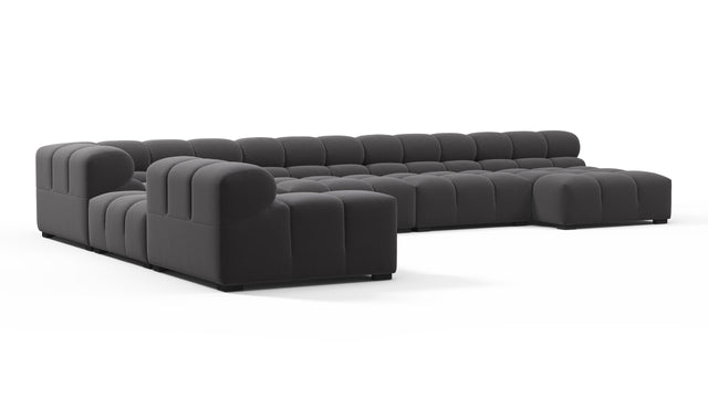 Tufted - Tufted Sectional, Extra Large Left Corner, Ink Brushed Weave