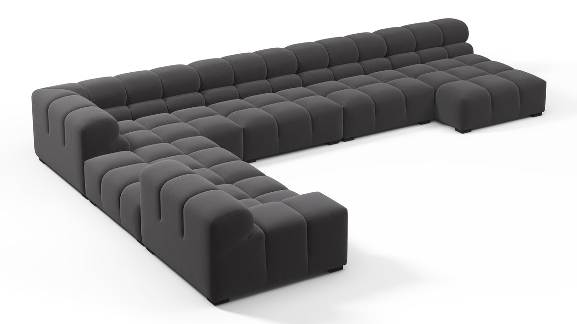 Tufted - Tufted Sectional, Extra Large Left Corner, Ink Brushed Weave