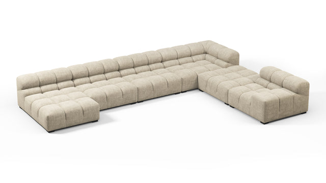 Tufted - Tufted Sectional, Extra Large Right Corner, Beige Gray Chenille