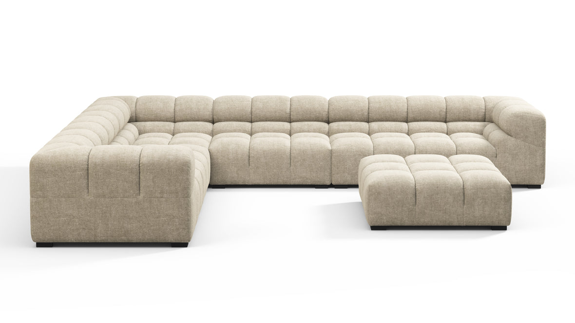 Tufted - Tufted Sectional, Large Left Corner, Beige Gray Chenille