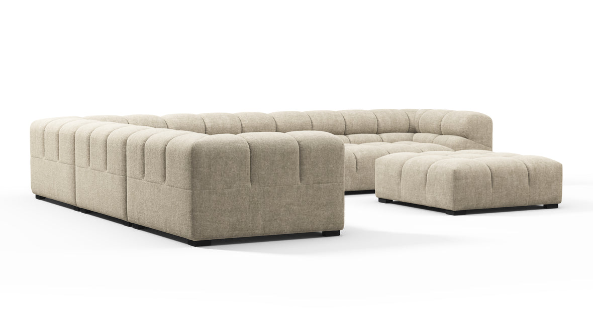 Tufted - Tufted Sectional, Large Left Corner, Beige Gray Chenille