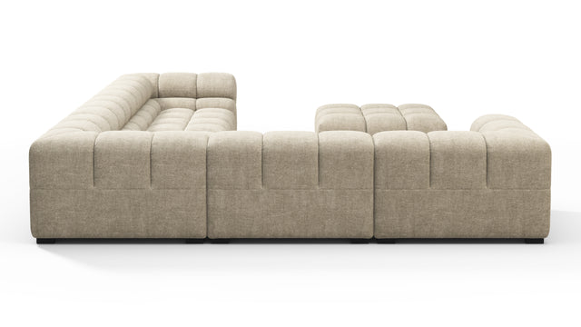 Tufted - Tufted Sectional, Large Left Corner, Beige Gray Chenille