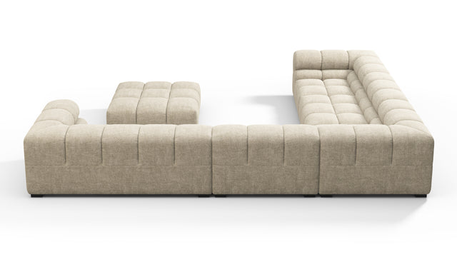 Tufted - Tufted Sectional, Large Left Corner, Beige Gray Chenille