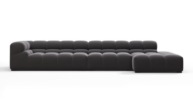 Tufted - Tufted Sectional, Large, Right Chaise, Ink Brushed Weave