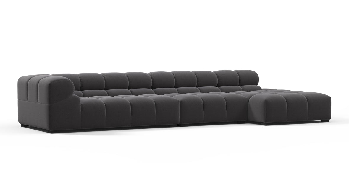 Tufted - Tufted Sectional, Large, Right Chaise, Ink Brushed Weave