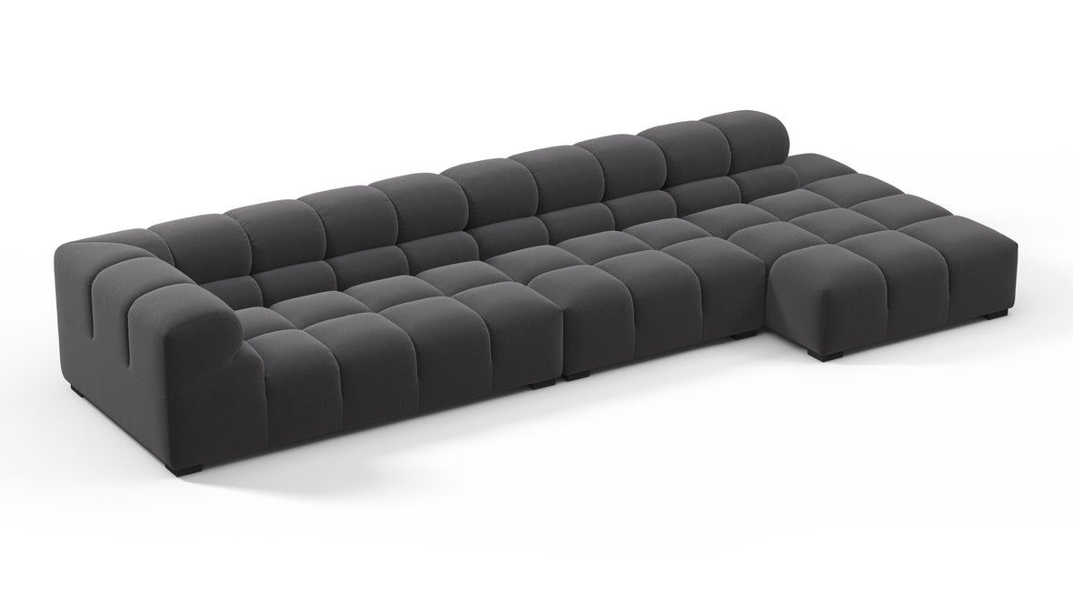 Tufted - Tufted Sectional, Large, Right Chaise, Ink Brushed Weave