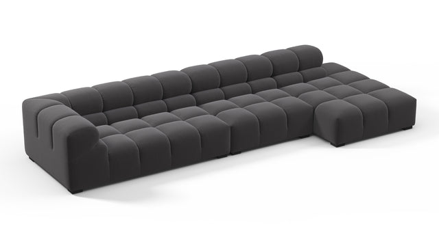 Tufted - Tufted Sectional, Large, Right Chaise, Ink Brushed Weave