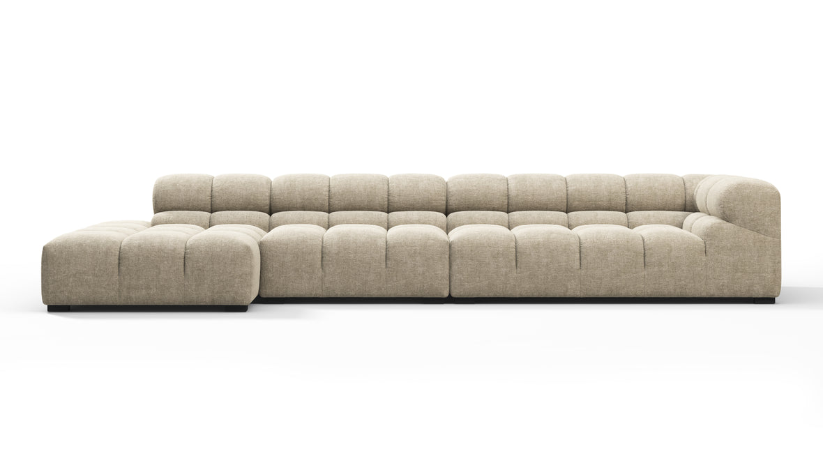 Tufted - Tufted Sectional, Large, Left Chaise, Beige Gray Chenille