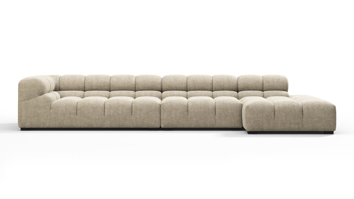 Tufty - Tufty Sectional, Large, Right Chaise, Beige Gray Chenille