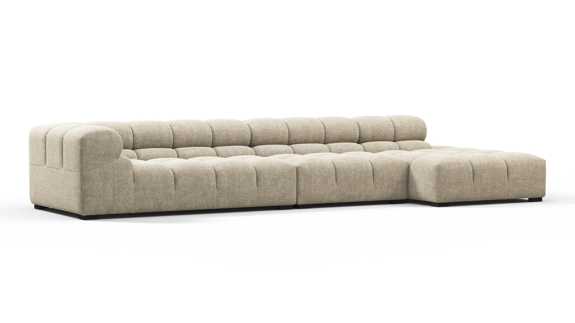 Tufty - Tufty Sectional, Large, Right Chaise, Beige Gray Chenille