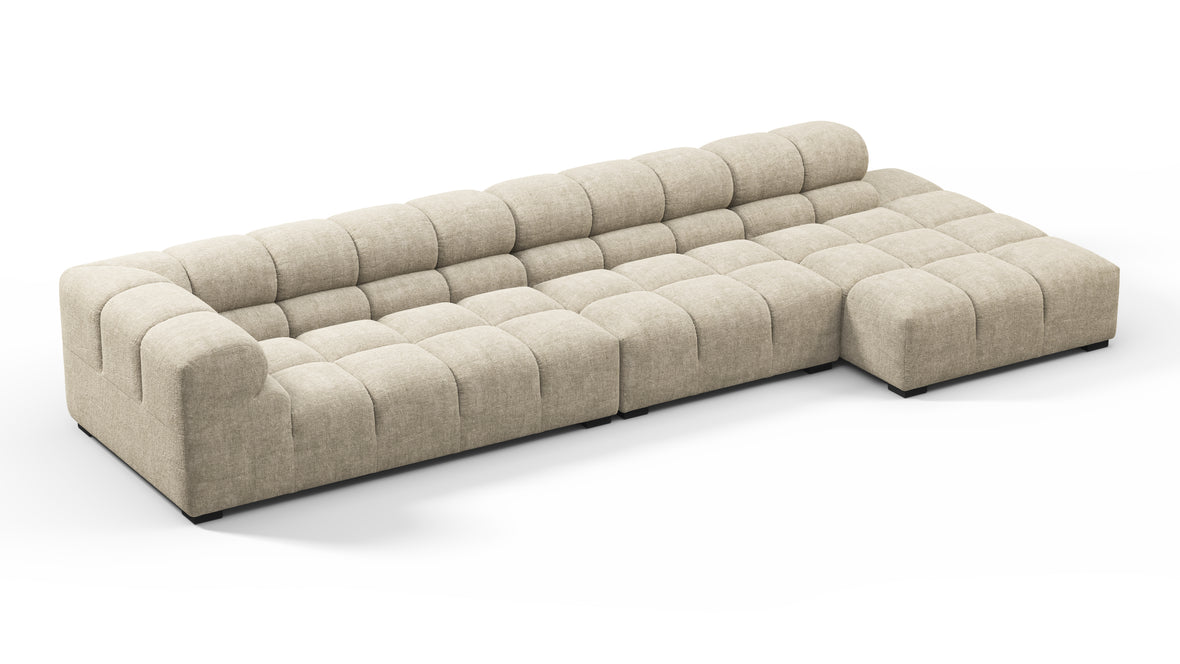 Tufty - Tufty Sectional, Large, Right Chaise, Beige Gray Chenille