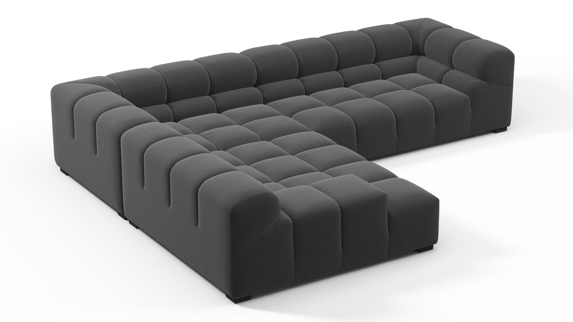 Tufted - Tufted Sectional, Left Corner, Ink Brushed Weave