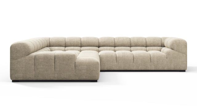 Tufty - Tufty Sectional, Left Corner, Beige Gray Chenille