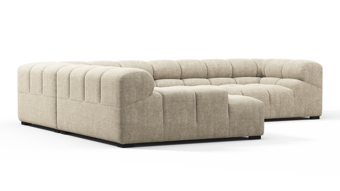 Tufted - Tufted Sectional, Left Corner, Beige Gray Chenille