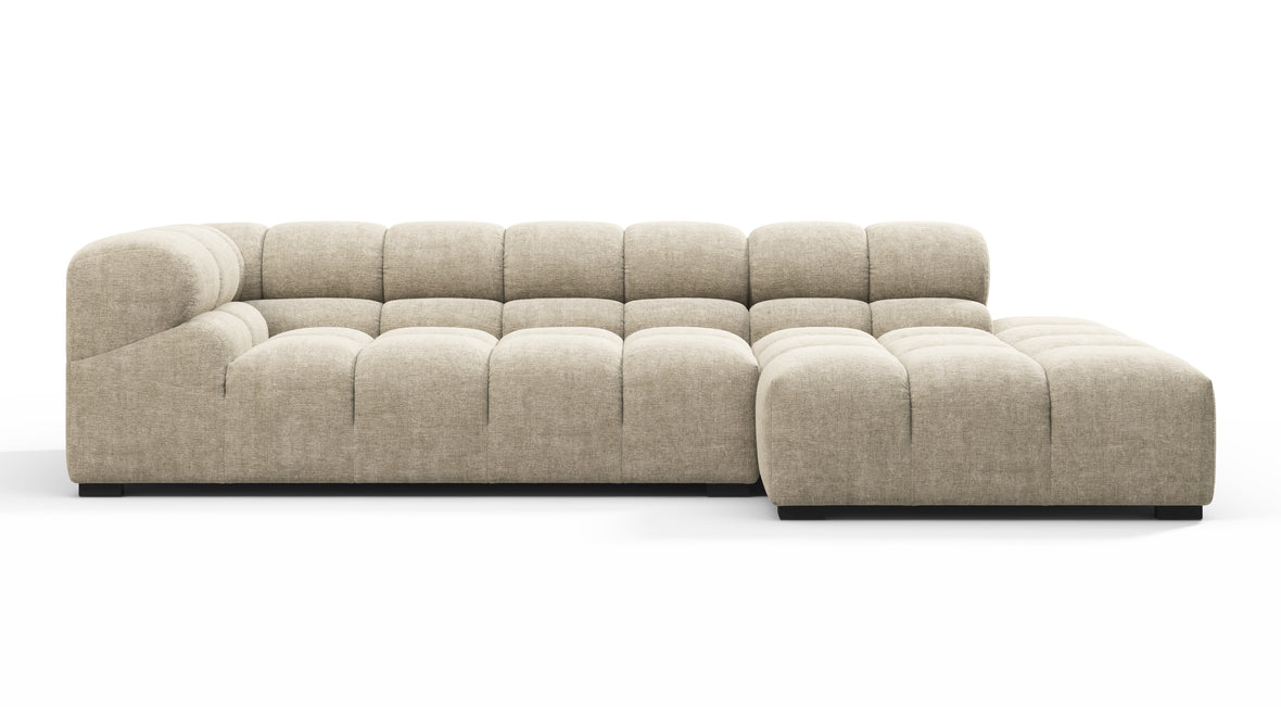 Tufted - Tufted Sectional, Small L, Right, Beige Gray Chenille