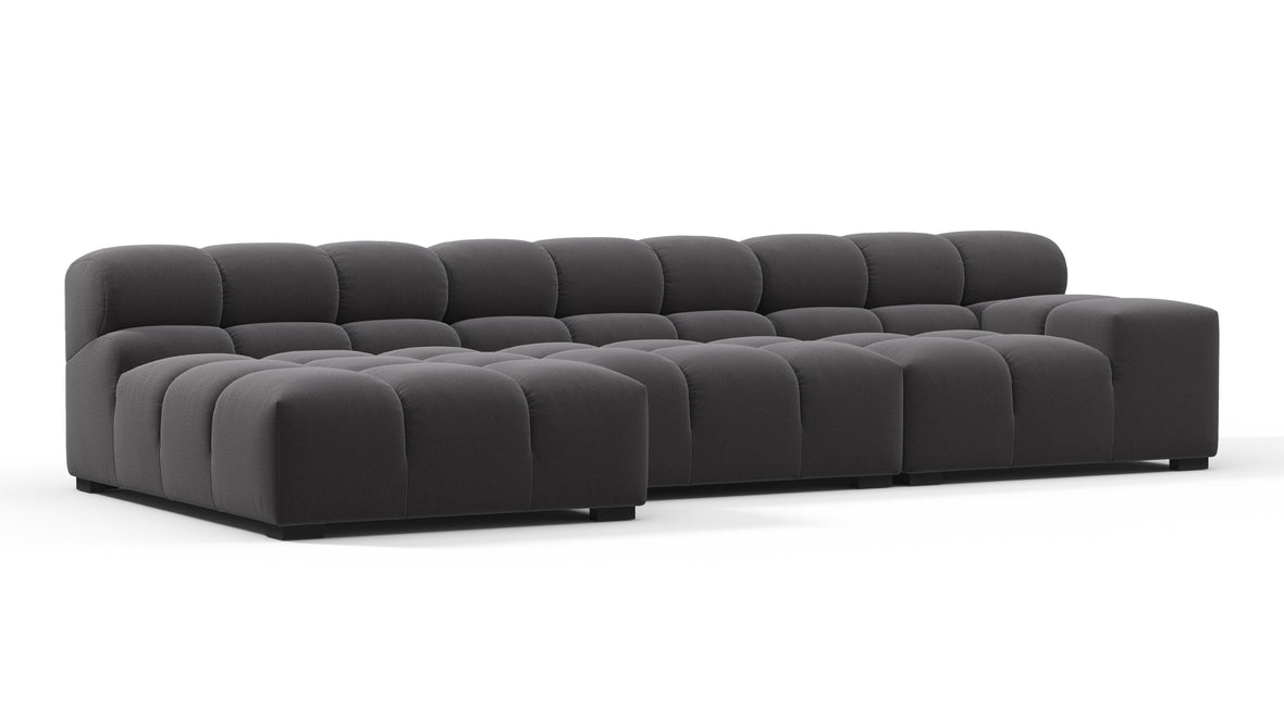 Tufted - Tufted Sectional, Small, Left Chaise, Ink Brushed Weave