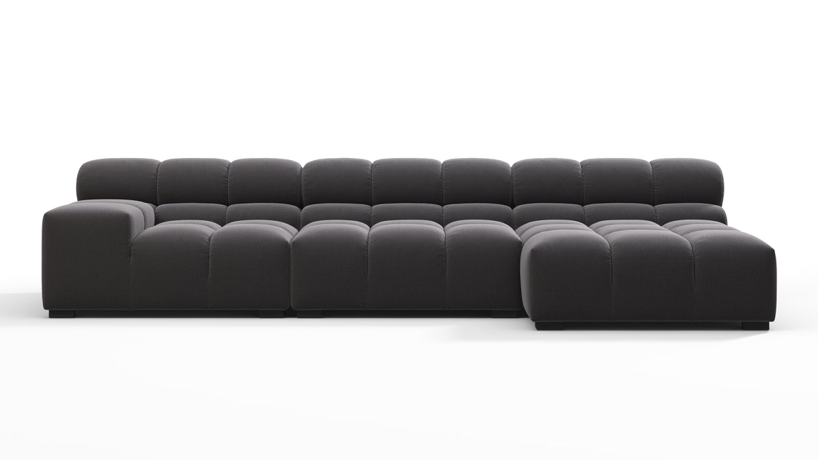 Tufted - Tufted Sectional, Small, Right Chaise, Ink Brushed Weave