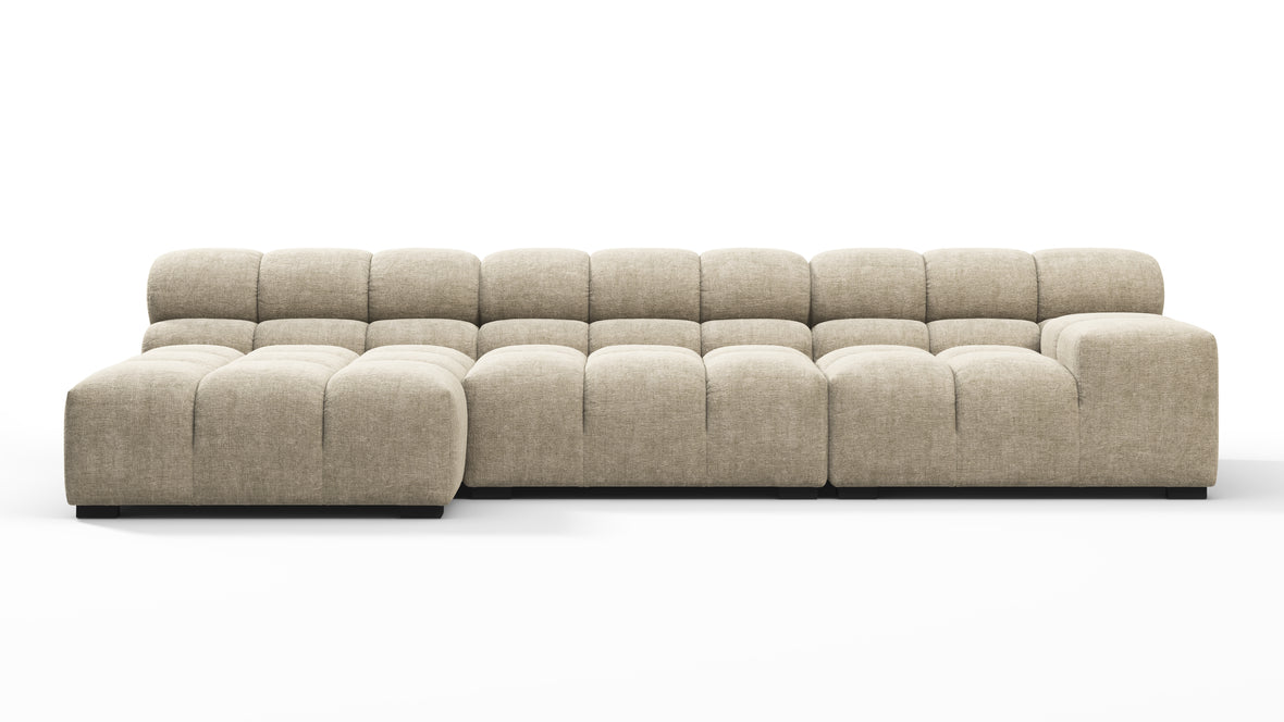 Tufted - Tufted Sectional, Small, Left Chaise, Beige Gray Chenille