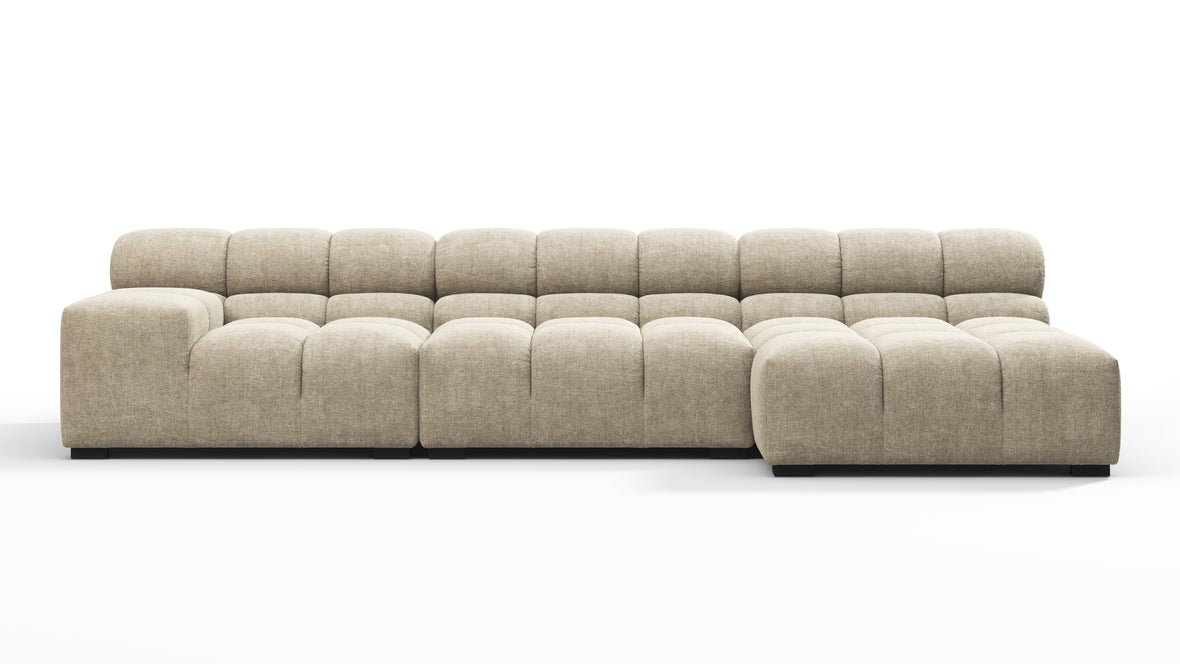 Tufty - Tufty Sectional, Small, Right Chaise, Beige Gray Chenille