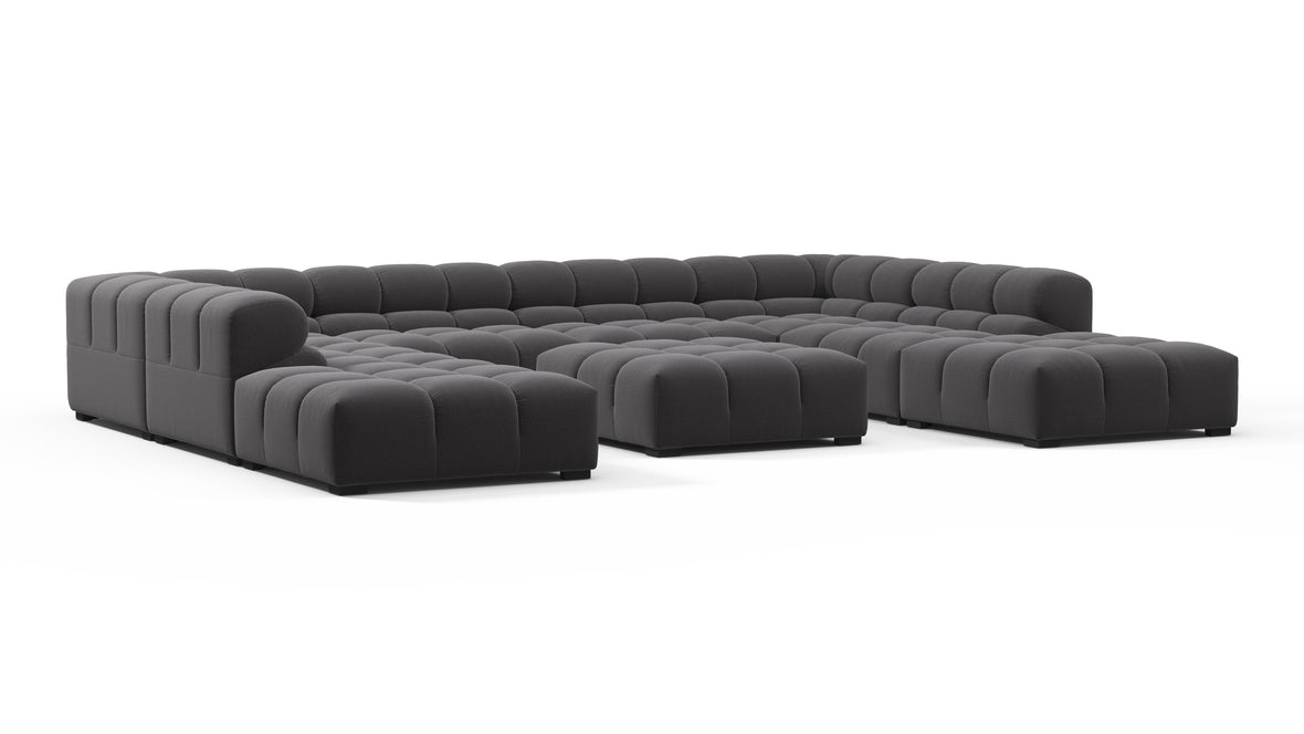 Tufty - Tufty Sectional, U Shape, Ink Brushed Weave