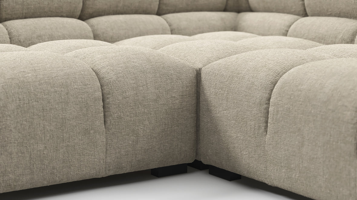 Tufted - Tufted Sectional, U Shape, Beige Gray Chenille