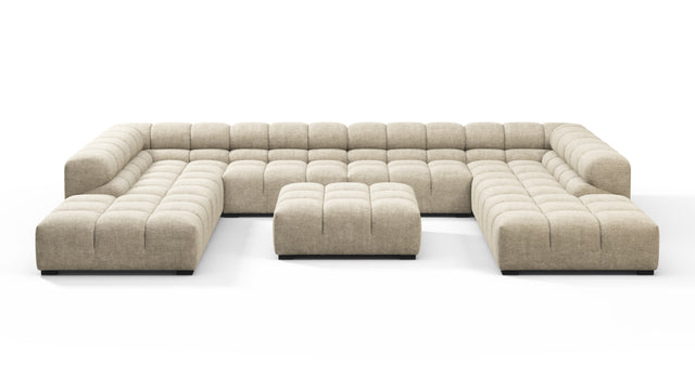 Tufty - Tufty Sectional, U Shape, Beige Gray Chenille