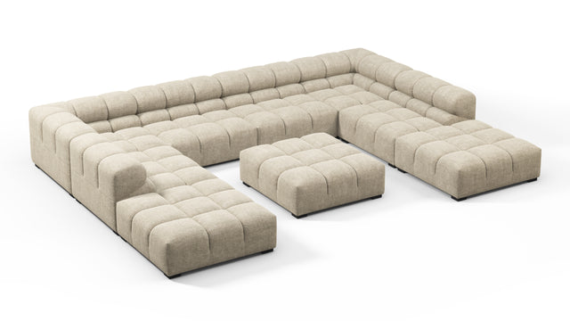 Tufted - Tufted Sectional, U Shape, Beige Gray Chenille