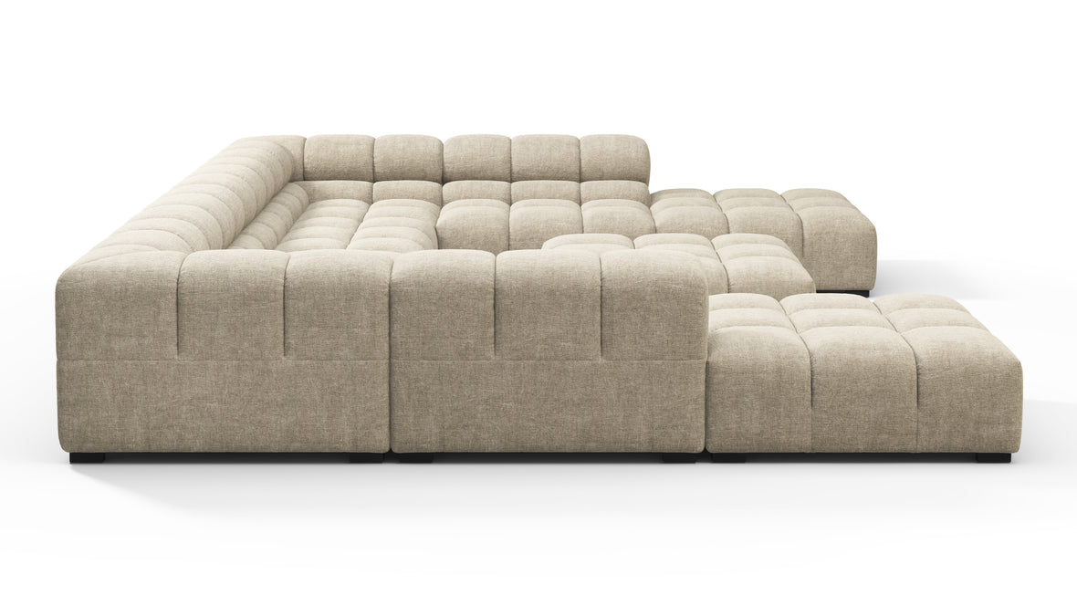 Tufted - Tufted Sectional, U Shape, Beige Gray Chenille