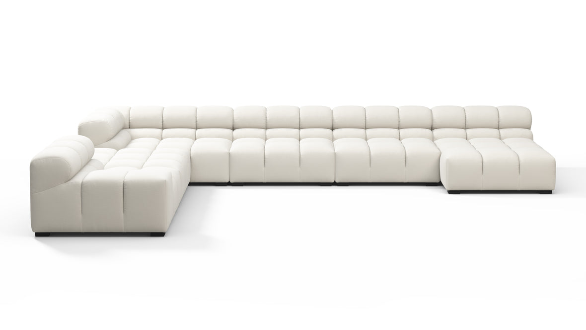 Tufted - Tufted Sectional, Extra Large Left Corner, Oatmeal Brushed Weave