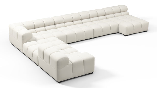 Tufted - Tufted Sectional, Extra Large Left Corner, Oatmeal Brushed Weave