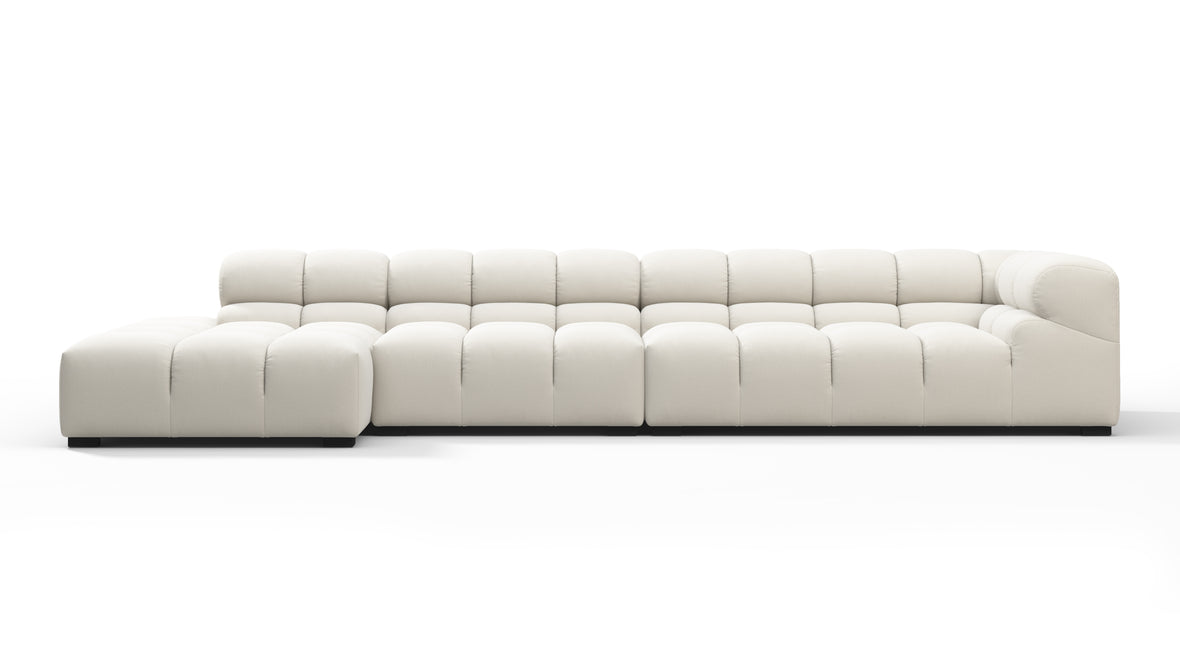 Tufty - Tufty Sectional, Large, Left Chaise, Oatmeal Brushed Weave