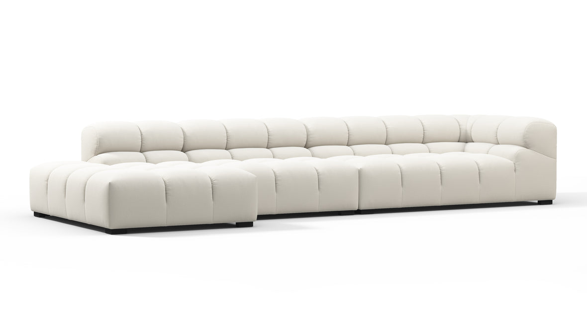 Tufty - Tufty Sectional, Large, Left Chaise, Oatmeal Brushed Weave