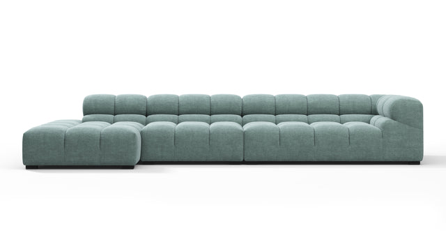 Tufted - Tufted Sectional, Large, Left Chaise, Cerulean Chenille