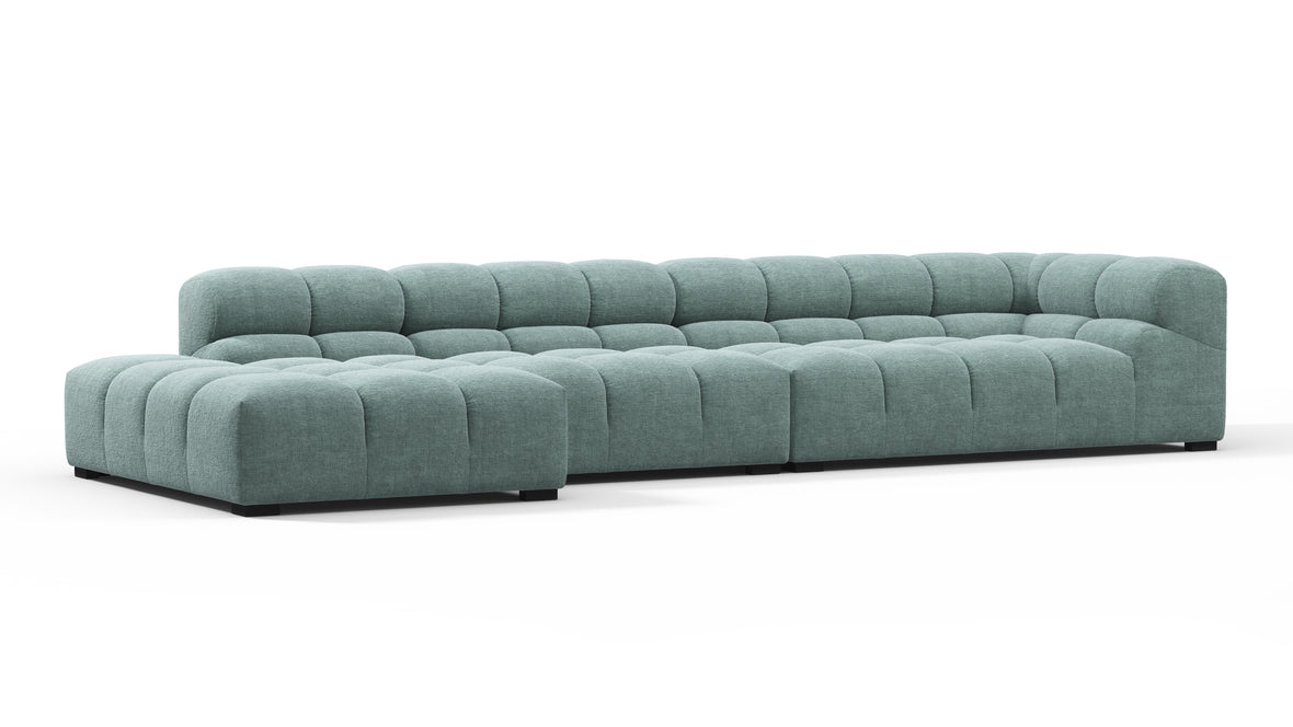 Tufted - Tufted Sectional, Large, Left Chaise, Cerulean Chenille