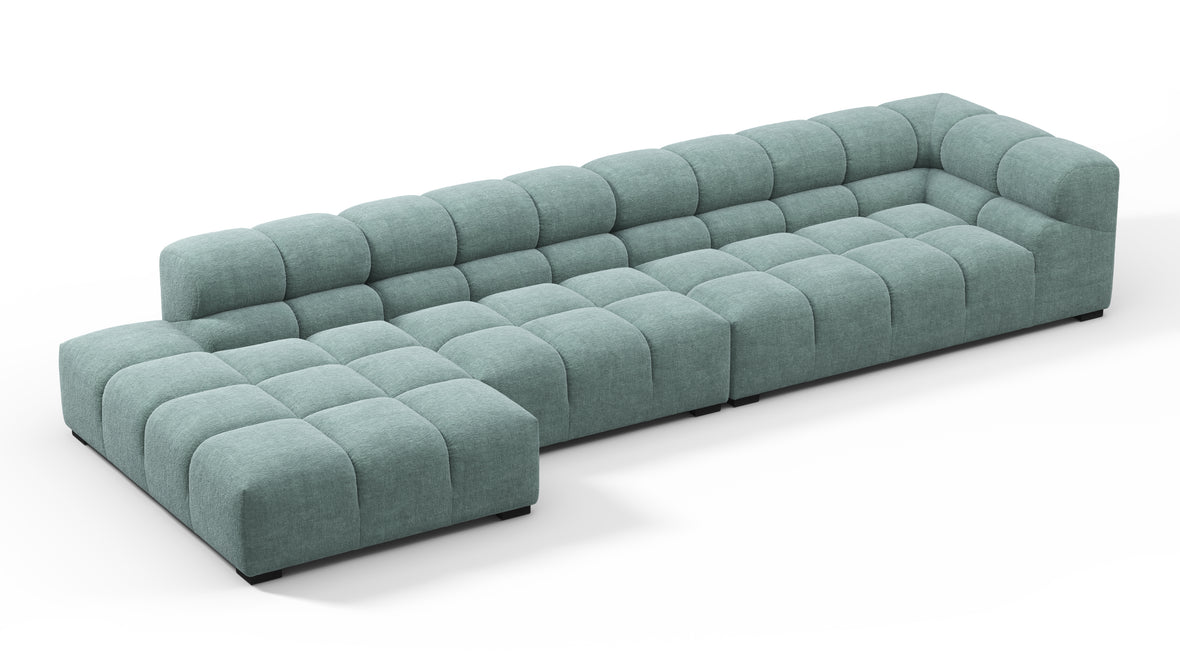 Tufted - Tufted Sectional, Large, Left Chaise, Cerulean Chenille