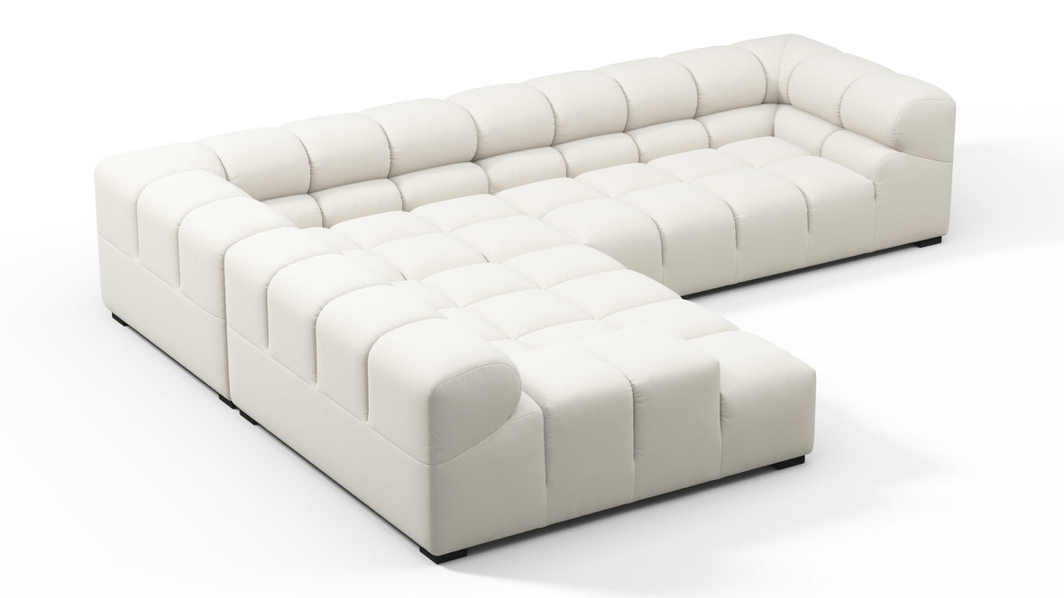 Tufted - Tufted Sectional, Left Corner, Oatmeal Brushed Weave