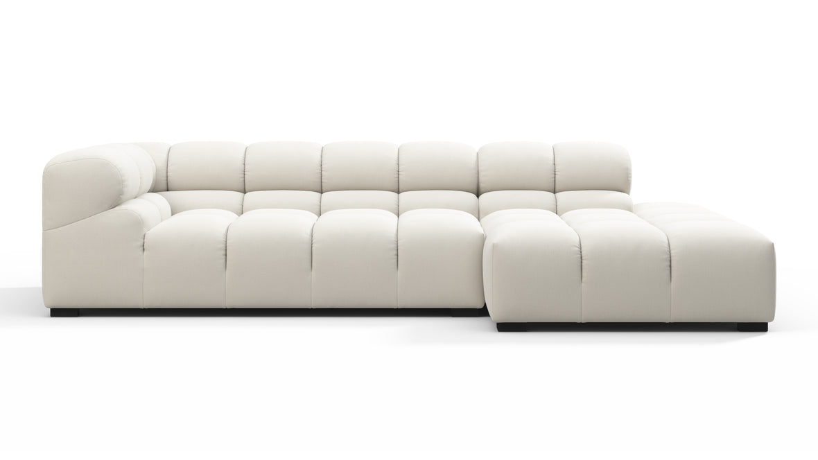 Tufted - Tufted Sectional, Small L, Right, Oatmeal Brushed Weave