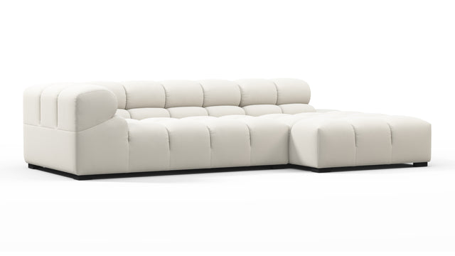 Tufted - Tufted Sectional, Small L, Right, Oatmeal Brushed Weave