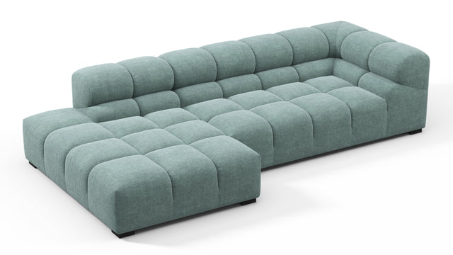 Tufted - Tufted Sectional, Small L, Left, Cerulean Chenille