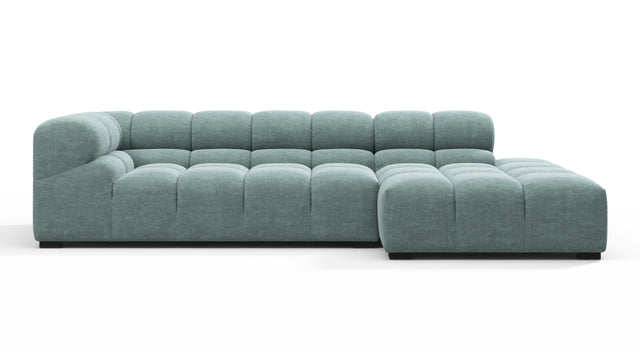 Tufted - Tufted Sectional, Small L, Right, Cerulean Chenille