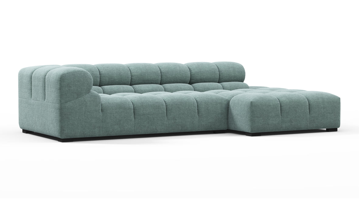 Tufted - Tufted Sectional, Small L, Right, Cerulean Chenille