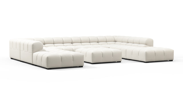 Tufted - Tufted Sectional, U Shape, Oatmeal Brushed Weave